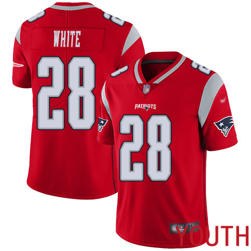 New England Patriots Football 28 Inverted Legend Limited Red Youth James White NFL Jersey